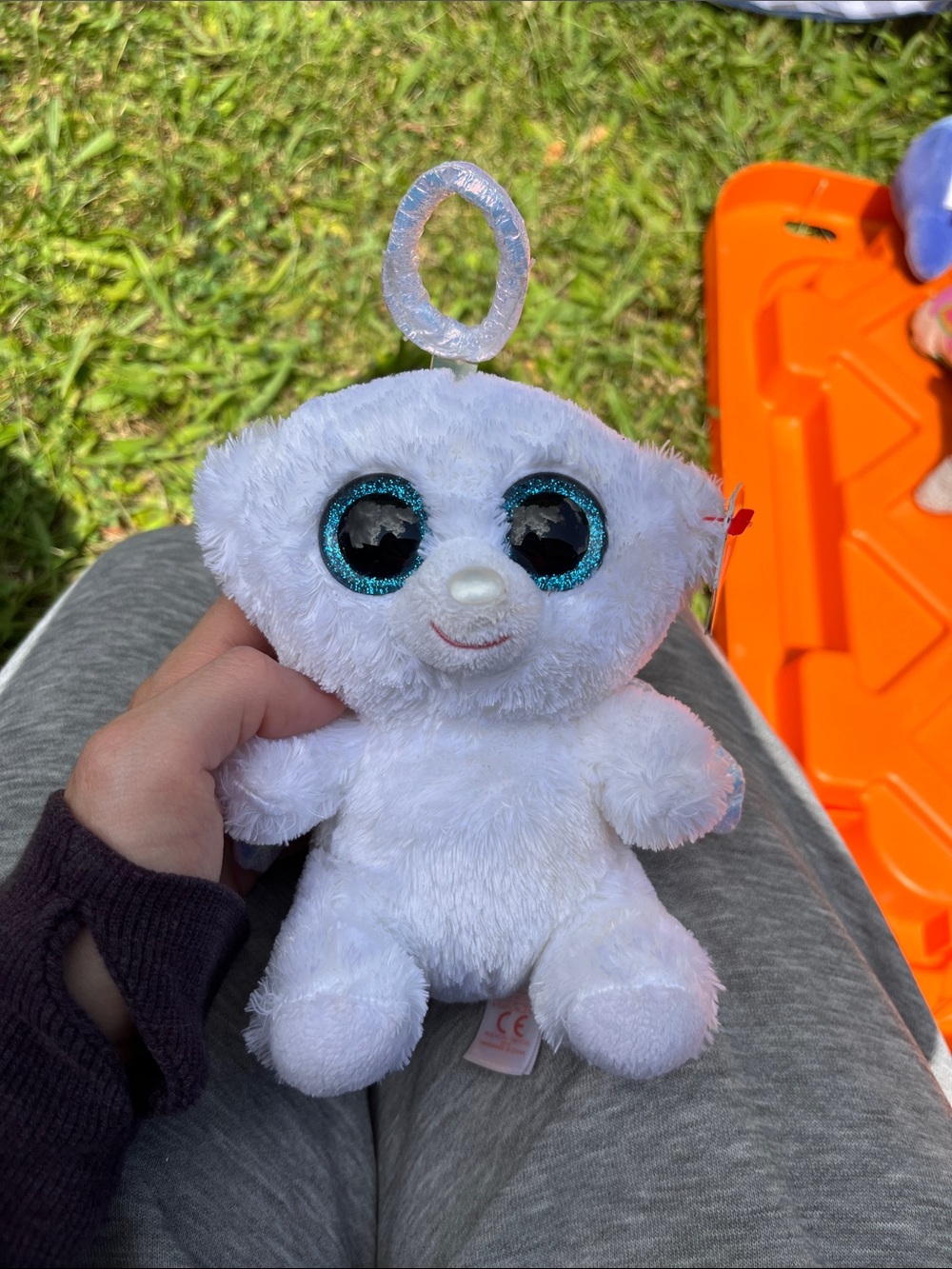 TY Beanie Baby White Plush halo Bear with Iridescent Wings